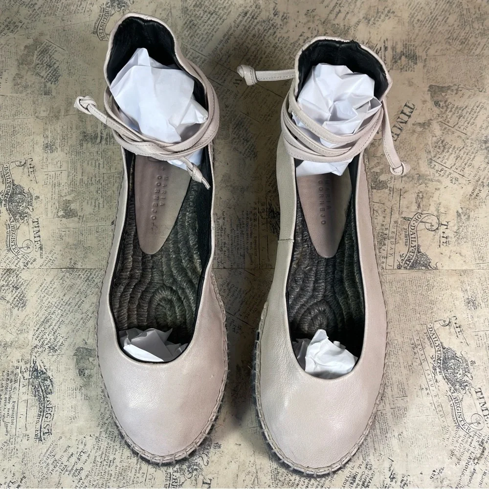 Zero + Maria Cornejo Zana Leather Flatform Lace-Up Espadrille Ankle Shoes Spain